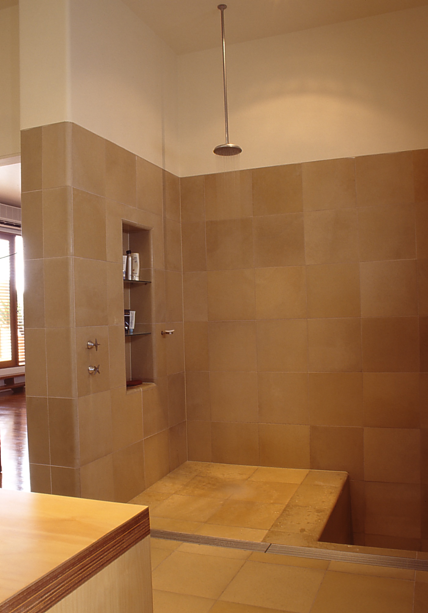Slobom Residence #1_32_en-suite bathroom_shower + sunken bath_Stephen Varady Photo ©
